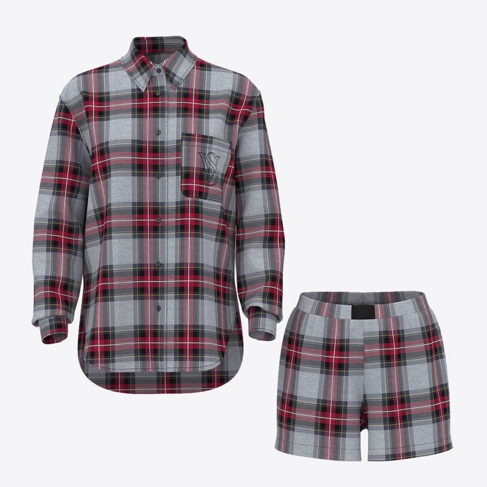 Victoria’s Secret Pajama Set - Gray and Red Plaid